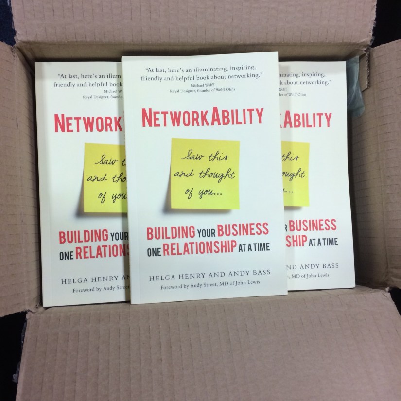 open box full of copies of networkability by helga henry and andy bass